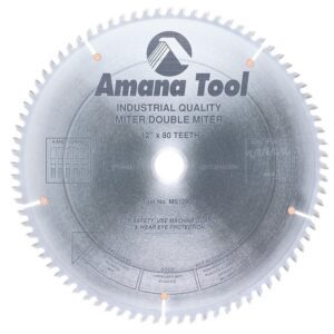 Amana 12x80T Miter/Double Miter Saw Blade, 1" Hole, .122" Kerf
